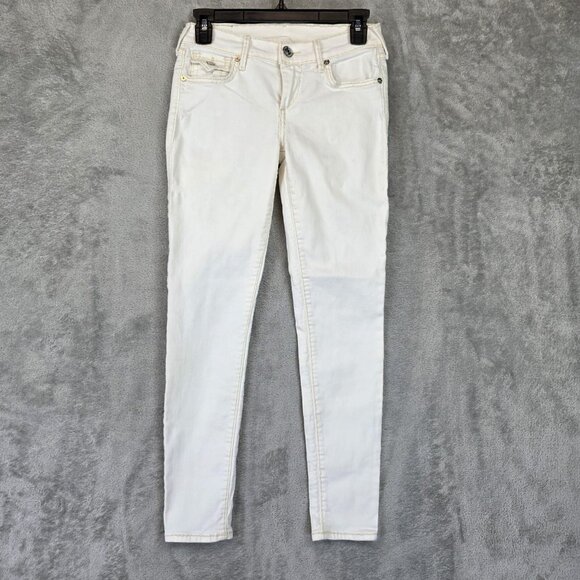 True Religion Casey Jeans Womens 25 White Low Rise Super Skinny Stretch Denim - Picture 1 of 14